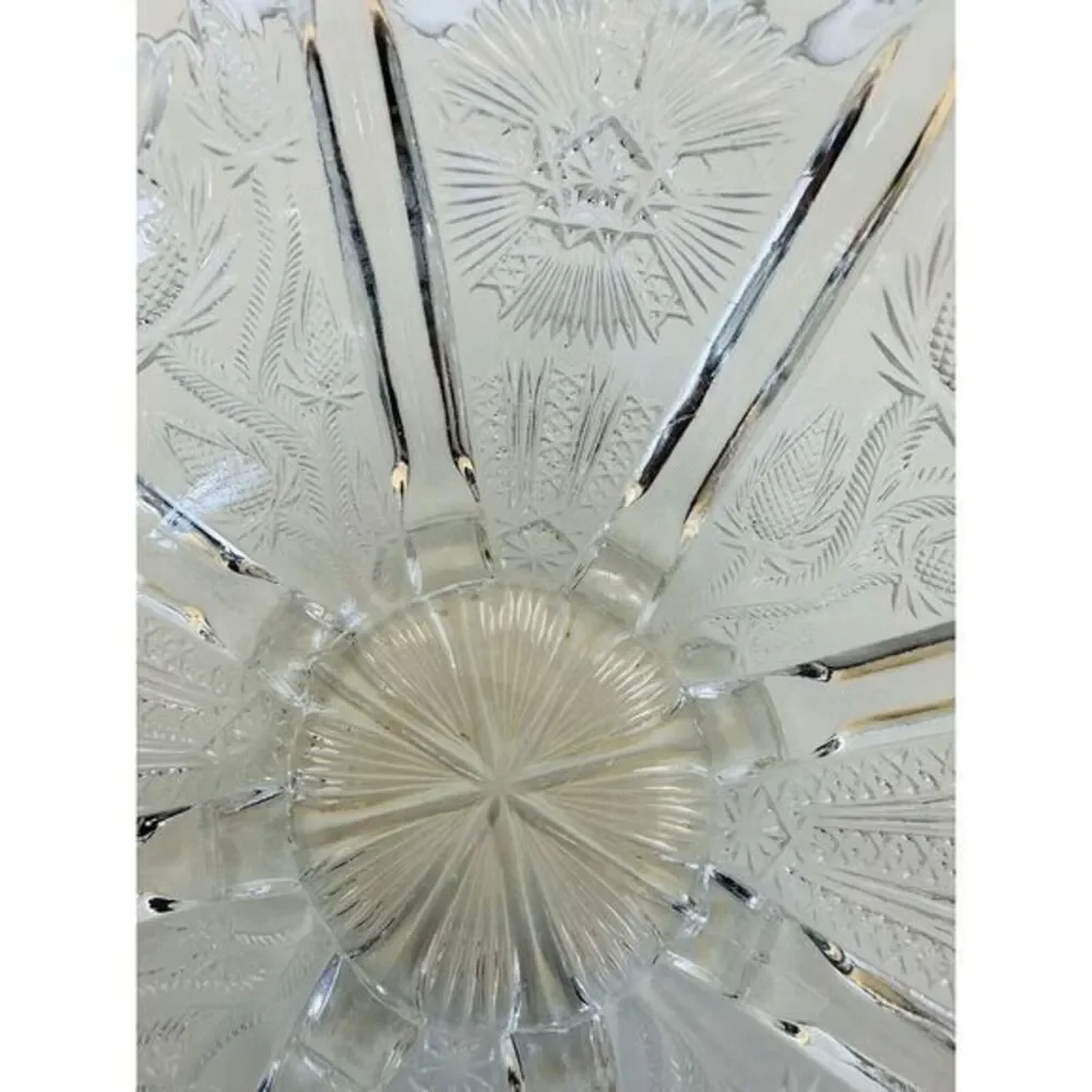EAPG Higbee Paneled 8 Footed Paneled Thistle Pattern Serving‎ Bowl